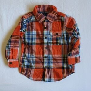 babyGap orange & blue plaid cotton button down shirt 3T toddler boys